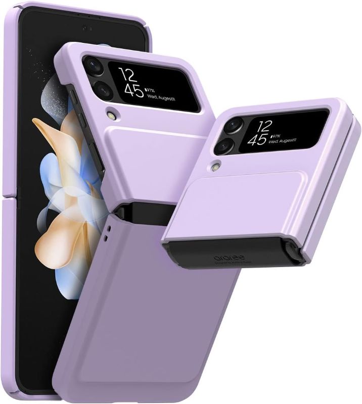 Photo 1 of araree AERO Flex Rugged Stylish Cover Compatible with Samsung Galaxy Z Flip 4 5G(2022) Unique Hinge Full Protective (TPU) with Hard Protective Body(PC) Case - Lilac Purple