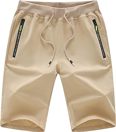 Photo 1 of (38)  Men's Shorts Zipper Pocket Elastic Waist Stretch Summer Casual Beach