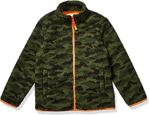 Photo 1 of (LARGE) Amazon Essentials Boys' Polar Fleece Lined Sherpa Full-Zip Jacket, Green Camo