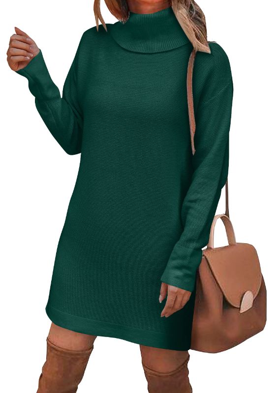 Photo 1 of (SMALL) Suvotimo Womens Turtleneck Long Sleeve Sweater Dress