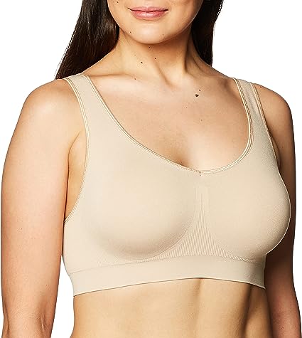 Photo 1 of (MEDIUM) Bali One Smooth U Wireless Bra, Seamless No-Bulge Shapewear Bra, Pullover Bralette with No-Roll Underband and No-Dig Straps