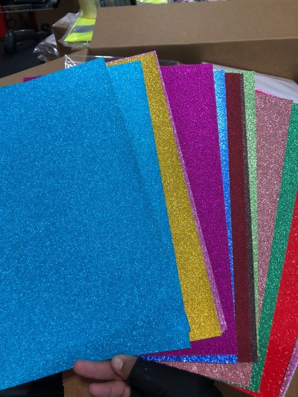 Photo 1 of 30 Sheets Glitter Cardstock Paper,A4 Colored Cardstock Sparkly Paper for Wrapping Scrapbook DIY Craft Paper Project 15 Colors 250GSM