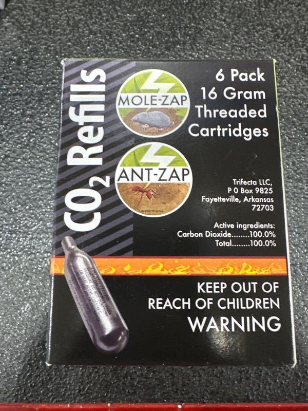 Photo 2 of 16g Threaded CO2 Cartridges 6-Pack Mole-Zap/Ant Zap Refills