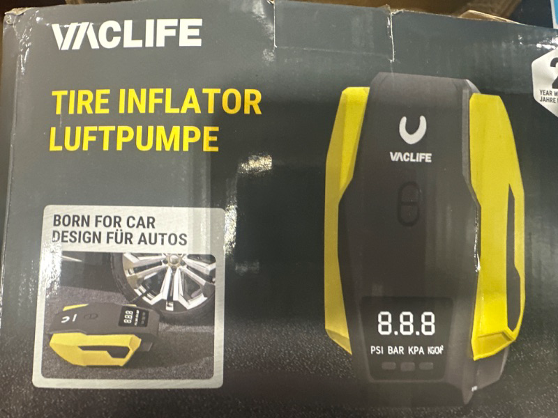 Photo 2 of 
VacLife Tire Inflator Portable Air Compressor - Air Pump for Car Tires (up to 50 PSI), 12V DC Tire Pump for Bikes (up to 150 PSI) w/ LED Light, Digita