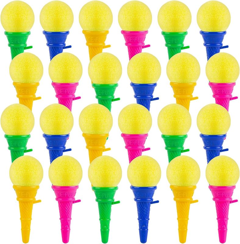 Photo 1 of 
MCPINKY 24PCS Ice Cream Shooters Toy, 4 Inch Icecream Cone Foam Ball Launcher Ice Cream Party Favors for Kids Birthday Carnival Prizes