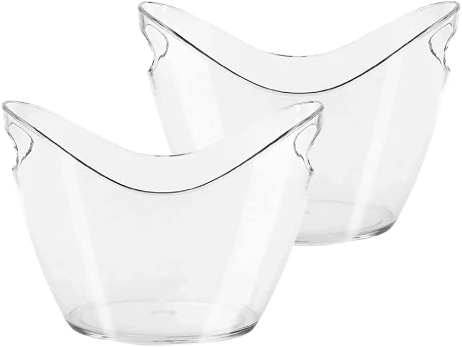 Photo 1 of 
2 Pack Clear Ice Bucket & Holder by Better Above - Oval Plastic Beverage Drink Tub with Handles for Champagne, Wine, Beer, and Drinks Bottle for Outdoor