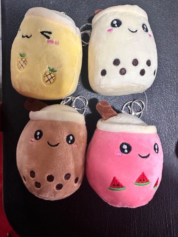 Photo 2 of 10cm Cute Bubble Tea Keychain Soft Plush Toy Pendant Stuffed Bobo Doll Kawaii Backpack Bag Decor