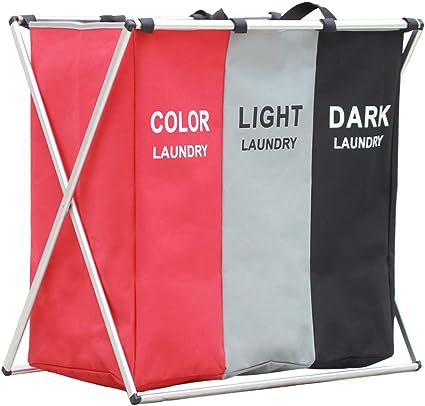 Photo 2 of 2-Pack Large Laundry Basket, Waterproof, Freestanding Laundry Hamper, Collapsible Tall Clothes Hamper with Extended Handles for Clothes Toys in the Dorm and Family (2PCS-RED)