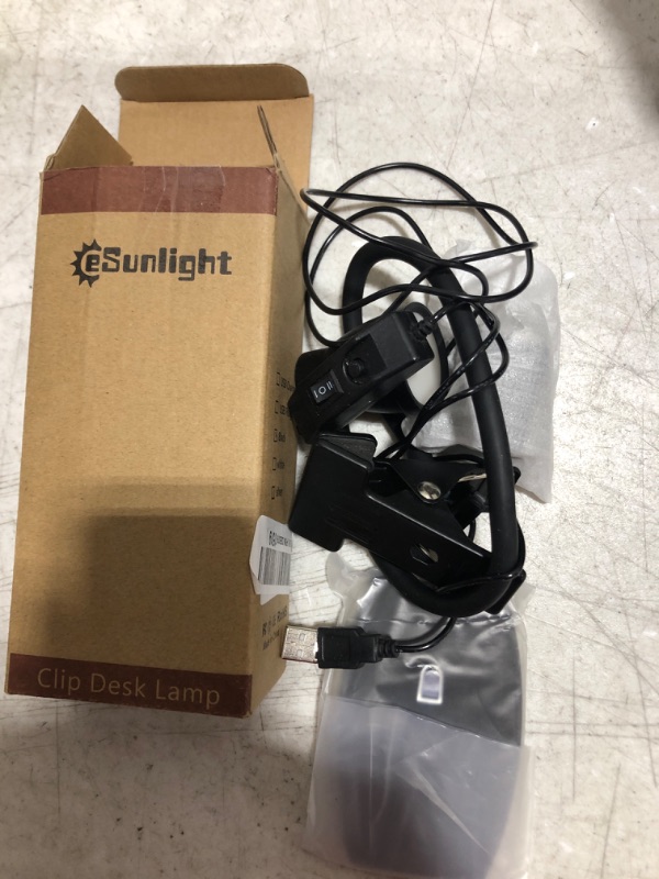 Photo 2 of CeSunlight Clamp Desk Lamp, Clip on Reading Light, 3000-6500K Adjustable Color Temperature, 6 Illumination Modes, 10 Led Beads, AC Adapter and USB Cord Included (Black)