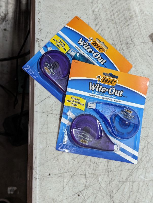 Photo 2 of 2PK - BIC Wite-Out Brand EZ Correct Correction Tape, 39.3 Feet, 2-Count Pack of white Correction Tape, Fast, Clean and Easy to Use Tear-Resistant Tape Office or School Supplies 