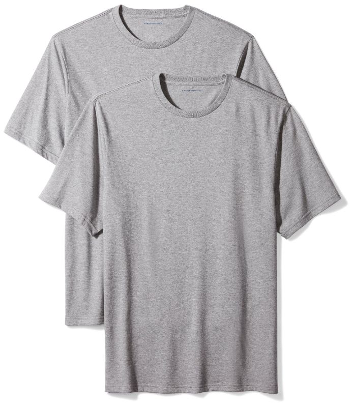 Photo 1 of Amazon Essentials Men's Short-Sleeve Crewneck T-Shirt, Pack of 2 2 Grey Heather X-Large