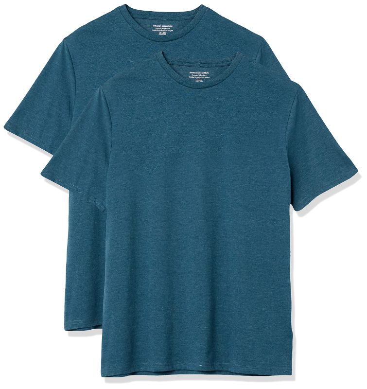 Photo 1 of Amazon Essentials Men's Short-Sleeve Crewneck T-Shirt, Pack of 2 2 Teal Blue SIZE Small