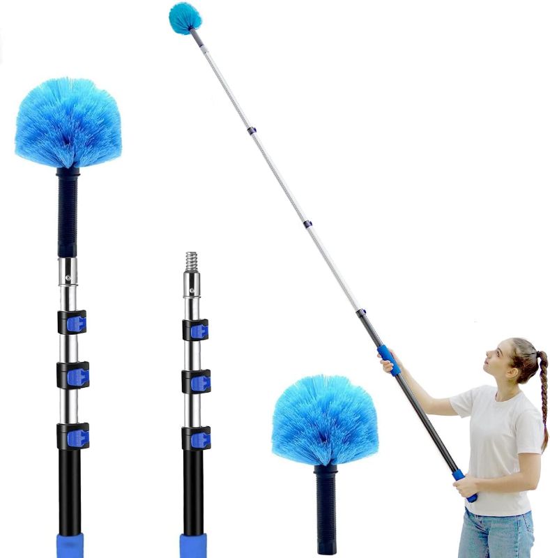 Photo 1 of 20 Foot Cobweb Duster with Extension Pole 2 PCS, Webster Cobweb Duster for High Ceilings/Corners, Spider Web Brush with Pole for Outdoor & Indoor Web Cleaning, Outdoor Cobweb Brush Kit by MAYKI
