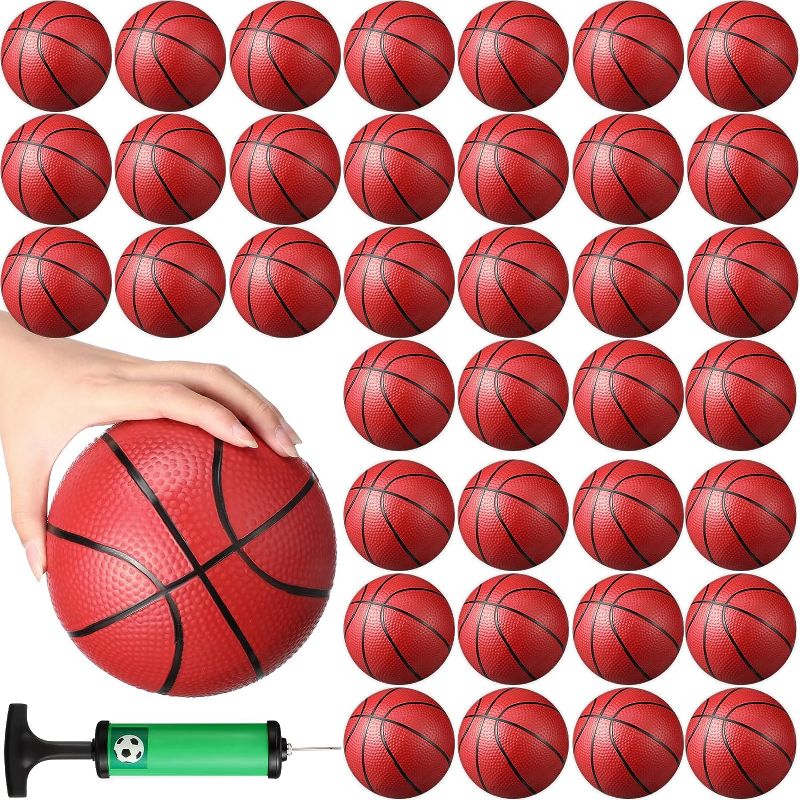 Photo 1 of 32 Pcs 5 Inch Mini Basketball PVC Small Basketball Balls with Inflation Pump Inflatable Basketball Mini Basketball Toy Party Favors for Indoor Outdoor Mini Hoop Basketball Party Sports Game, Red 