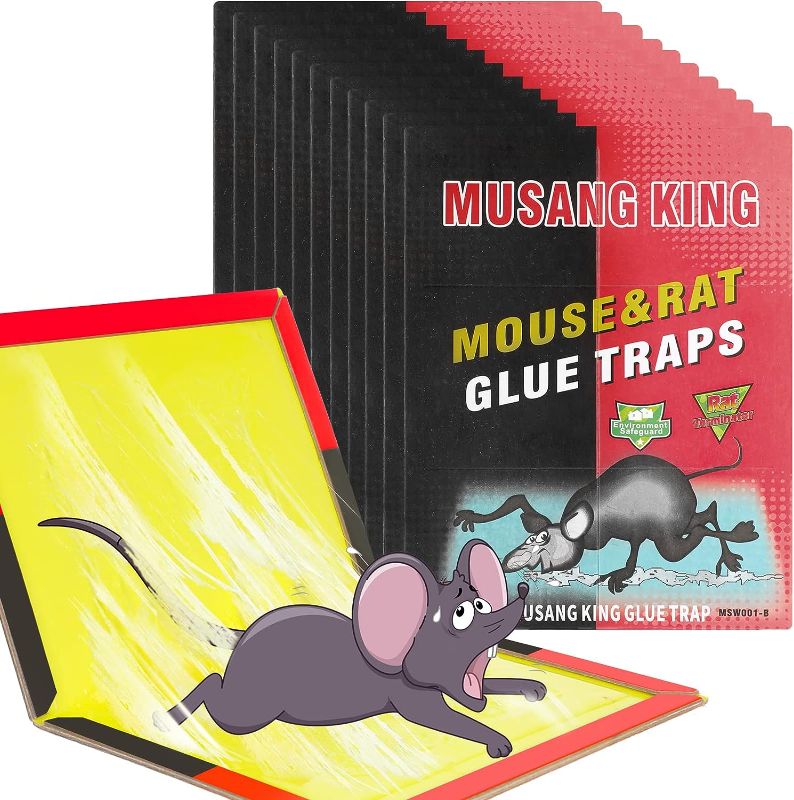 Photo 1 of 20 Pack Large Mouse Glue Traps with Enhanced Stickiness, Sticky Mouse Trap Rat Traps Strongly Adhesive Sticky Pad Boards That Work for Indoor Outdoor House Rat Rodent 13.4 x 8.7 Inch 