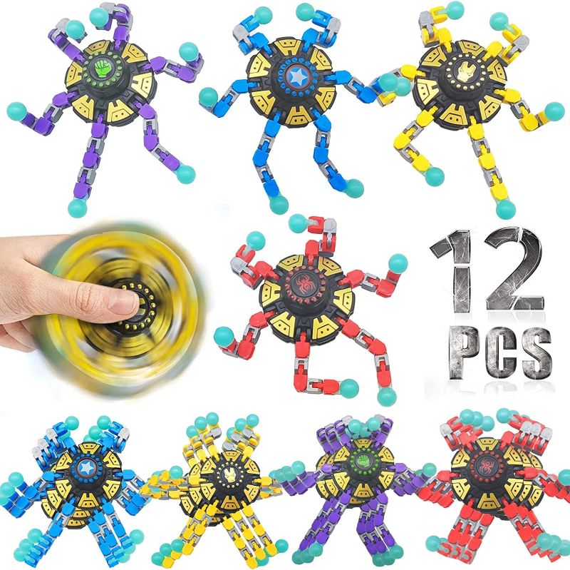 Photo 1 of 12 Pack Fidget Spinners Sensory Toys,DIY Deformable Chain Fingertip Stress Relief Gyro Treasure Box Toys Classroom Prizes,Pinata Goodie Bag Stuffers Birthday Gifts Party Favors for Kids Teens Adults