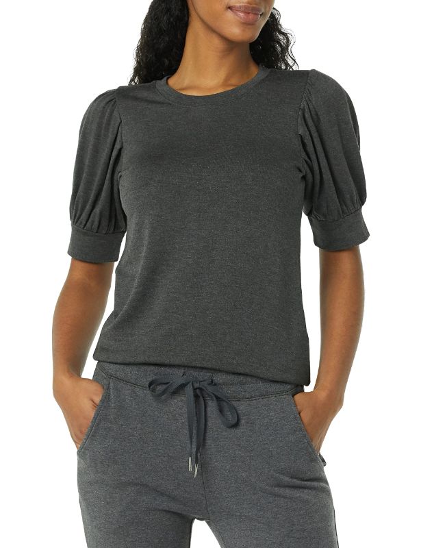 Photo 1 of Daily Ritual Women's Supersoft Terry Puff-Sleeve Top Rayon Blend Charcoal Heather Large