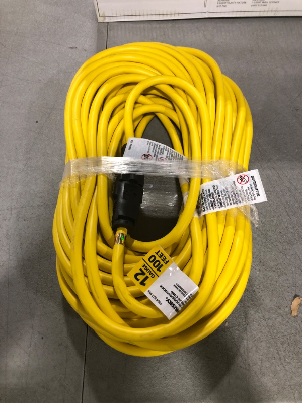 Photo 2 of 100 ft. 12/3 Extension Cord, Yellow