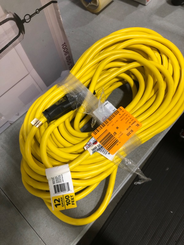 Photo 2 of 100 ft. 12/3 Extension Cord, Yellow