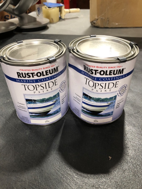 Photo 2 of Rust-Oleum 206999 Marine Topside Enamel Paint, Gloss White, 1-Quart, 32 Fl Oz (Pack of 2) White 32 Fl Oz (Pack of 2) Marine Topside Enamel Paint