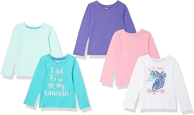 Photo 1 of Amazon Essentials Girls and Toddlers' Long-Sleeve T-Shirts (Previously Spotted Zebra), Multipacks SIZE XXL