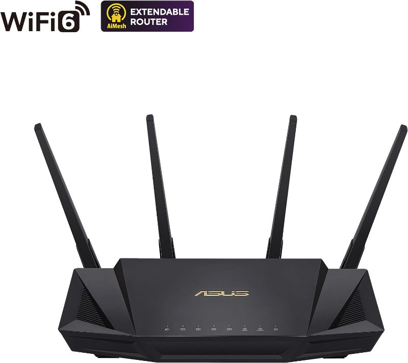 Photo 1 of ASUS RT-AX3000 Dual Band WiFi 6 Extendable Router, Subscription-free Network Security, Instant Guard, Advanced Parental Controls, Built-in VPN, AiMesh Compatible, Gaming & Streaming, Smart Home, USB
