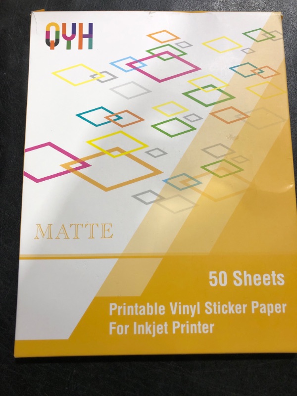 Photo 2 of Premium Printable Vinyl Sticker Paper - 50 Matte White Waterproof Decal Paper Sheets for Inkjet Printer Standard Letter Size 8.5"x11"Printable 