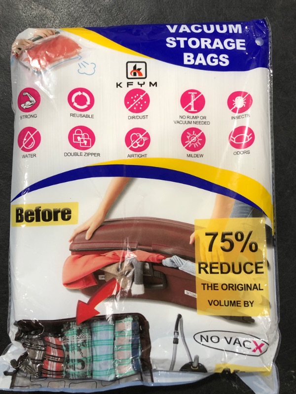 Photo 2 of 10Pack Travel Space Saver Bags (4 x S, 3 x L, 3 xL) , Reusable KFYM Vacuum Travel Storage Bag, Saves 75% of Storage Space , Roll-Up Compression, No Need For Vacuum Machine Or Pump