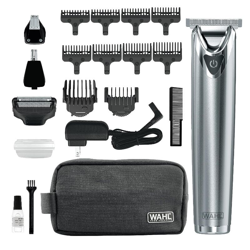 Photo 1 of Wahl USA Stainless Steel Lithium Ion 2.0+ Beard Trimmer for Men - Electric Shaver & Nose Ear Trimmer - Rechargeable All in One Men's Grooming Kit - Model 9864SS
