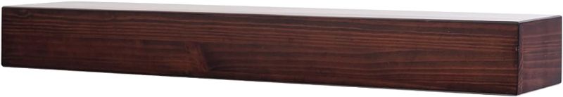 Photo 1 of 48 Inch Floating Fireplace Mantel Wood Shelf in Cinnamon - Austin from Mantels Direct | Wooden Rustic Wall Shelf Perfect for Décor and Electric Fireplaces