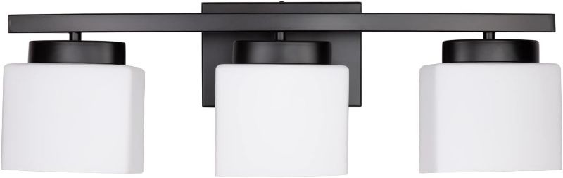 Photo 1 of  3-Light Bathroom Vanity Light Fixture Over Mirror, Modern Matte Black Vanity Lights with Milky Glass Shade, 23 Inches Vanity Lighting Fixtures for Bathroom Lighting