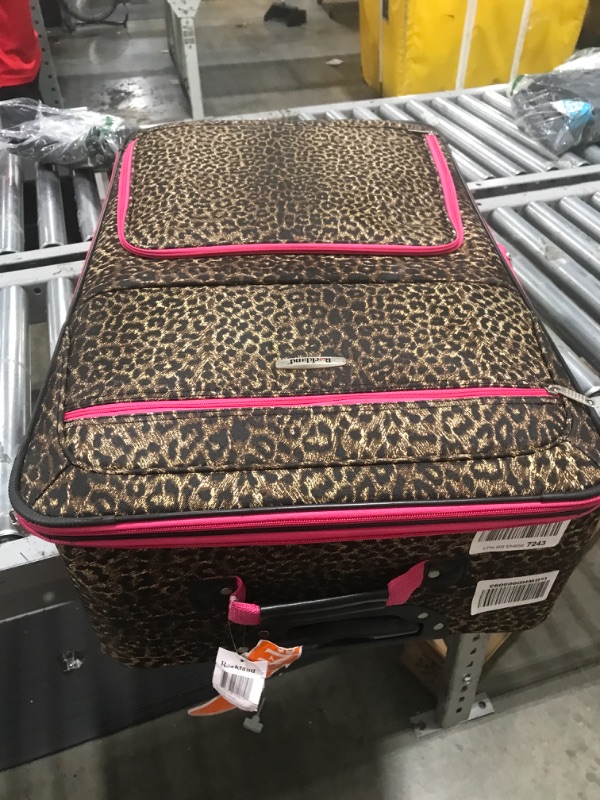 Photo 5 of Rockland Jungle Softside Upright Luggage, Pink Leopard, 4-Piece Set (14/29/24/28)