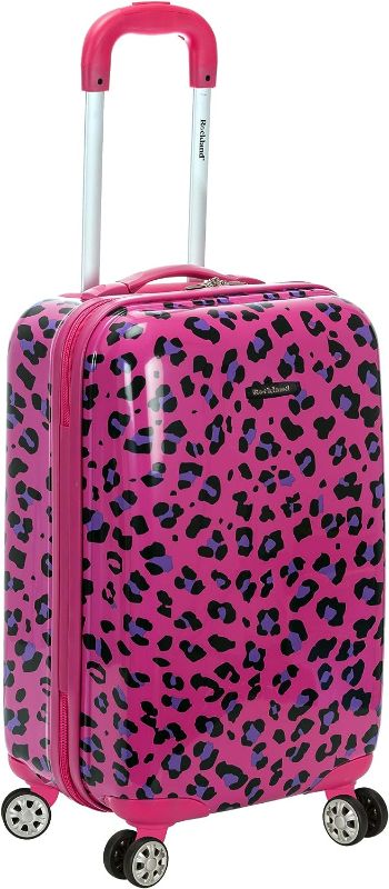 Photo 1 of Rockland Safari Hardside Spinner Wheel Luggage, Magenta Leopard, Carry-On 20-Inch