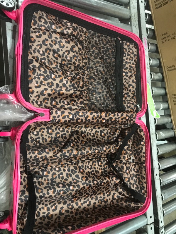 Photo 2 of Rockland Safari Hardside Spinner Wheel Luggage, Magenta Leopard, Carry-On 20-Inch