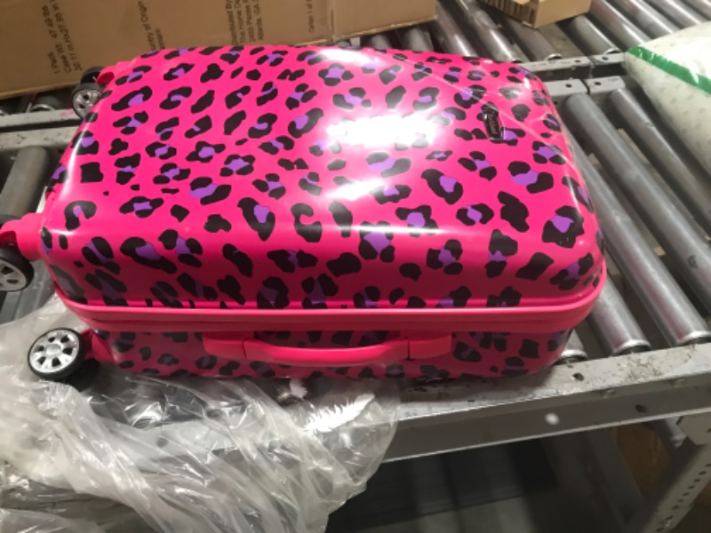 Photo 3 of Rockland Safari Hardside Spinner Wheel Luggage, Magenta Leopard, Carry-On 20-Inch