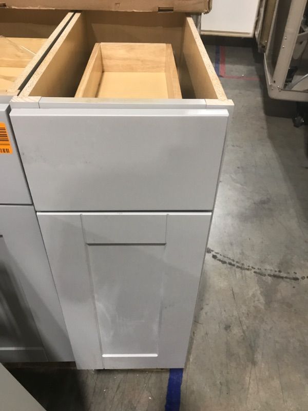 Photo 2 of 12" Gray Shaker Base Cabinet with Drawer