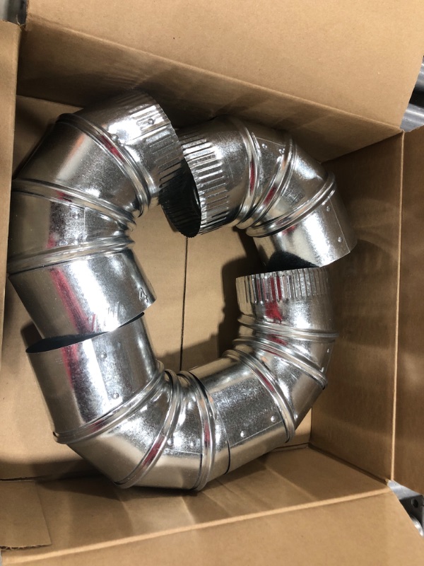 Photo 2 of 4" Diameter - 90° Degree Adjustable Elbow - 4 Pack - 30 Gauge Galvanized - Crimped End Connection 6" Diameter - 4 Pack