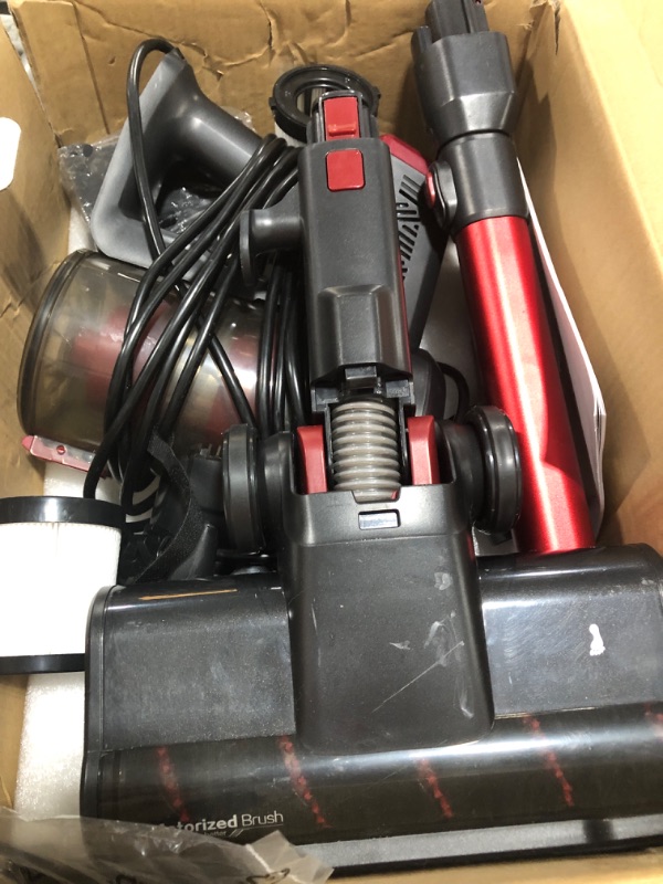Photo 1 of Afoddon Corded Stick Vacuum Cleaner, 600W 20Kpa Stick Vacuum with Anti-Tangle Motorized Led Floor Brush 6-in-1 Self-Standing&Multi-Tool, Lightweight Vacuum for Hardhood Floor Carpet Pet Hair A300 Red