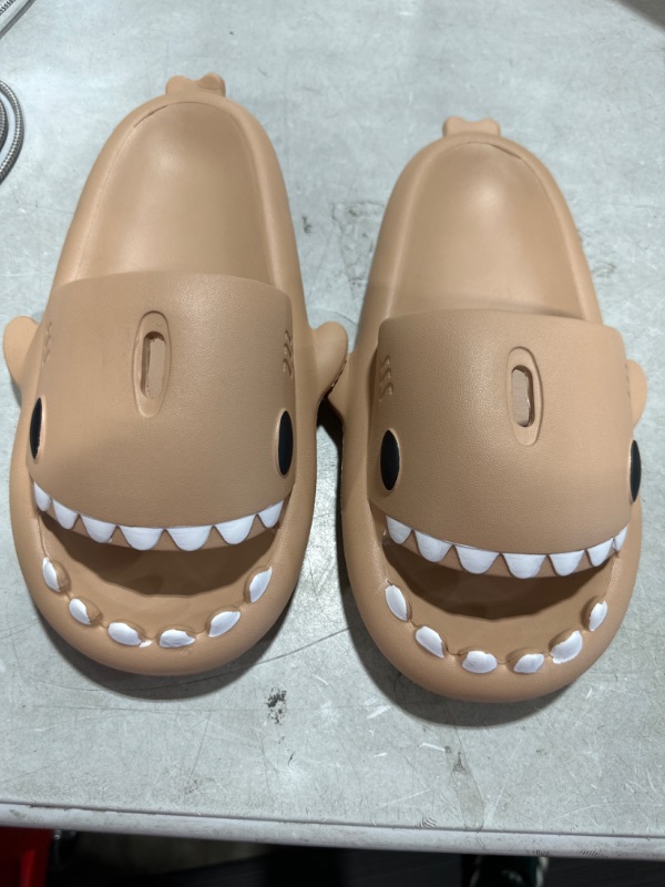 Photo 2 of Cute Cartoon Shark Slippers,Quick Drying Non-Slip Slodes, Bathroom Slippers Gym Slippers Soft Sole Open Toe House Slides for Men and Women EVA Platform 8.5 - 9
