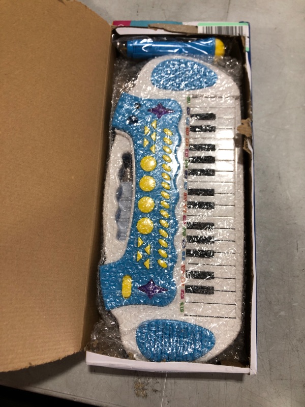 Photo 1 of Love&Mini Piano Toy Keyboard for Kids - Baby Girls Toys with 31 Keys and Microphone Musical Instrument Birthday Gift for 1 2 3 4 5 Years Old Girls and Boys (Blue) Blue 31 keys