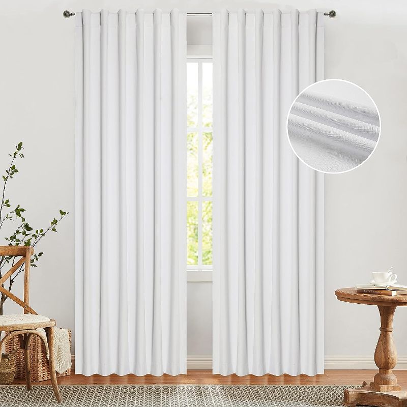 Photo 1 of 





















WEST LAKE White Full Blackout Curtains 84 Inch Three Layers Thermal Insulated Back Tab Rod Pocket Window Drapes

