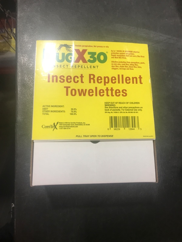 Photo 2 of  BugX30 Insect Repellent Wipes DEET, 50 Per Box
