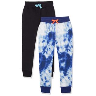 Photo 1 of Amazon Essentials Boys' Fleece Jogger Sweatpants, Pack of 2, Black/Tie Dye, Small