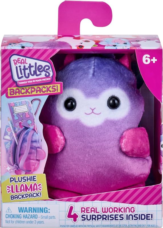 Photo 1 of EAL LITTLES - Comes with Only 1 Backpack - Plushie Pet Backpacks. Soft, Fluffy, Animal Micro Backpack with 4 Real Working Micro Stationery Surprises Inside! - Styles May Vary PURPLE/WHITE 