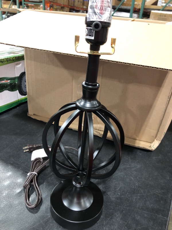 Photo 2 of  Matte Black Wrought Iron Orb Open Cage LED Table Lamps (Set of 2)