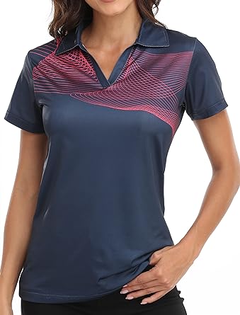 Photo 1 of (MEDIUM) Women's Golf Shirts Short Sleeve Collared Polo Shirt Moisture Wicking Lady Golf Apparel Print Tennis Sport T Shirt medium 