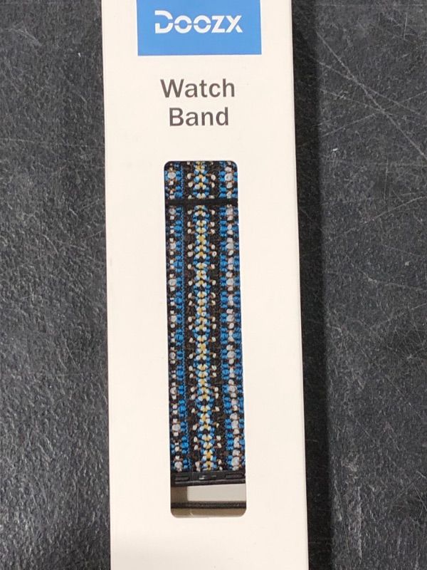 Photo 2 of Doozx Stretchy Nylon Solo Loop Bands Compatible with Apple Watch 38mm 40mm 41mm 42mm 44mm 45mm 49mm for Women Men,Adjustable Elastic Braided Strap Wristbands for iWatch Series Ultra/8/7/6/5/4/3/2/1/SE Boho Blue 38mm/40mm/41mm