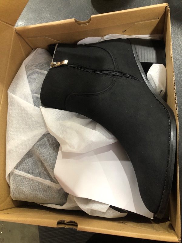 Photo 1 of Juliet Holy Women’s Ankle Boots Fashion Pointed Toe Stacked Low Heel Side Zipper Comfy Booties 9.5