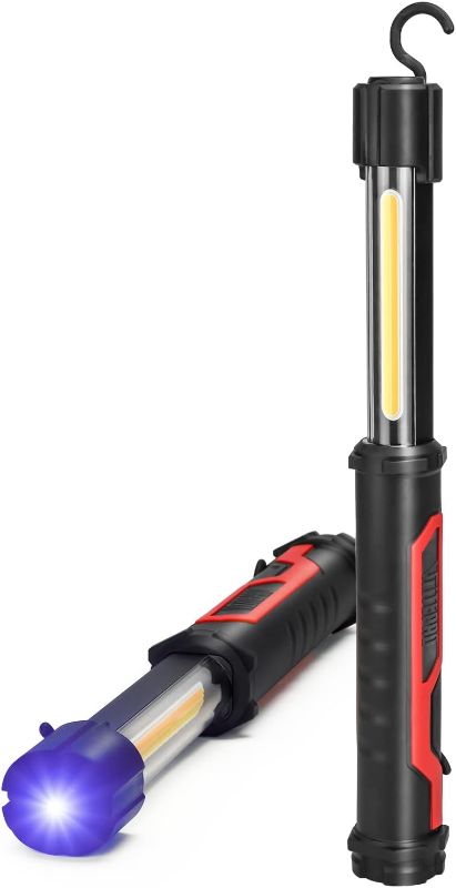 Photo 1 of Work Light, Vlitepro Rechargeable Led Work Light for Mechanics 750 Lumens, Bright Flashlight Portable with UV, Strong Magnets and Hooks for Car Repair/Under Hood/Emergency/Workshop
