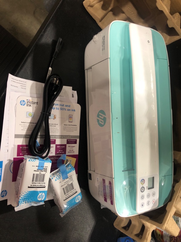 Photo 2 of HP DeskJet 3755 Compact All-in-One Wireless Printer (J9V92A) & 65XL Black High-Yield Ink Cartridge | N9K04AN & 65 Black/Tri-Color Ink Cartridges (2-Pack) | T0A36AN Seagrass Printer + Black Ink + Black/Tri-color Ink